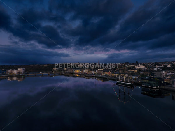 New Ross Aerial – River at Night 3 - Peter Grogan Stock Photography